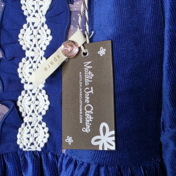 Matilda Jane Heart to Heart Clara Blue Velvet Dress Size 6 NWT - Picture 7 of 7